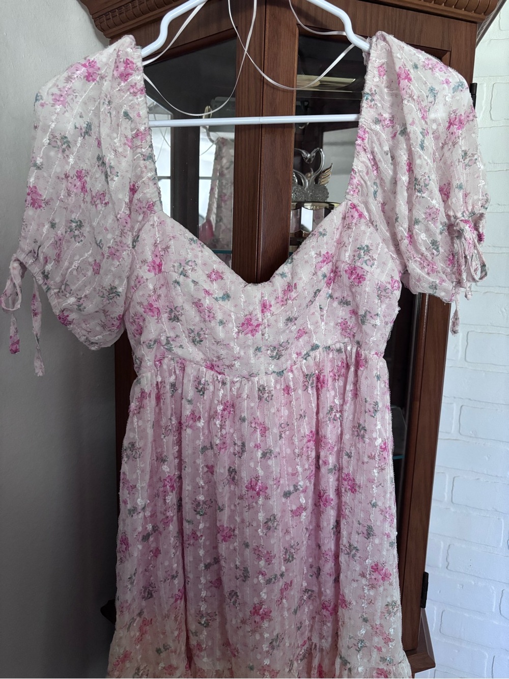 Pink Floral Puff Sleeve mini dress